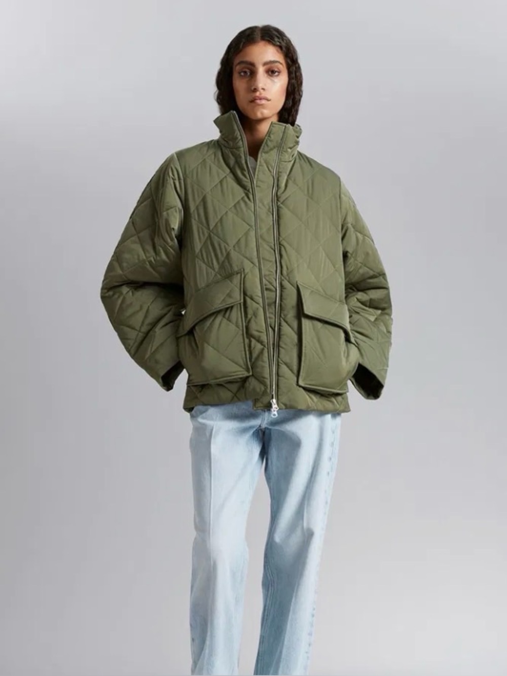 &Other Stories Olive Quilted Puffer Jacket - Women's